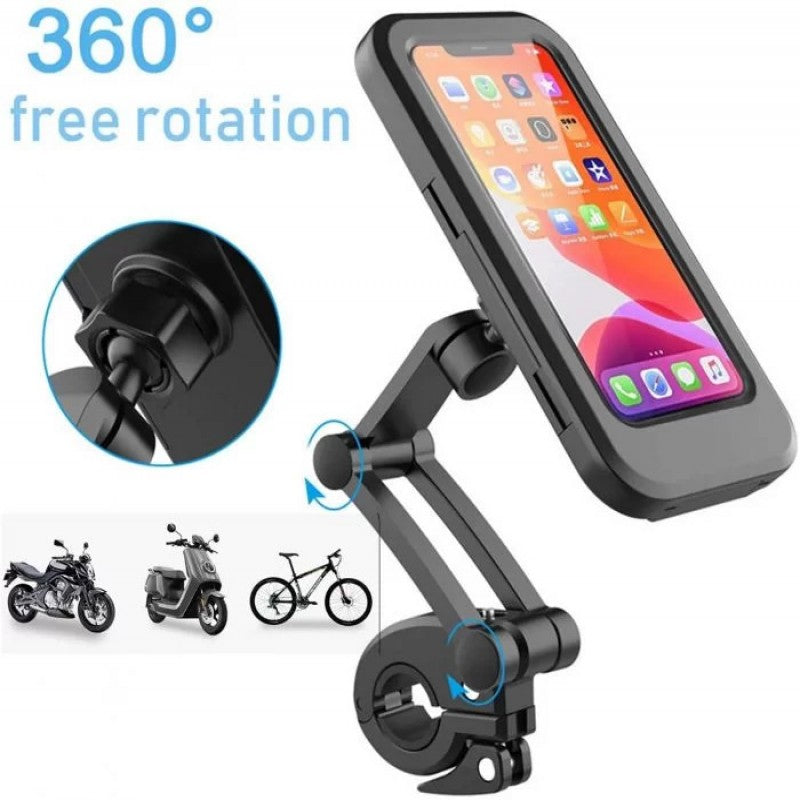 Bike Phone Mount Waterproof Cell Phone Holder 360 Rotation Motorcycle Phone Case
