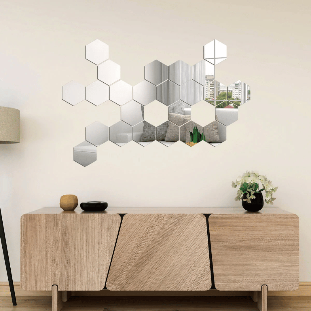 Hexagon Wall Decor Mirror Acrylic