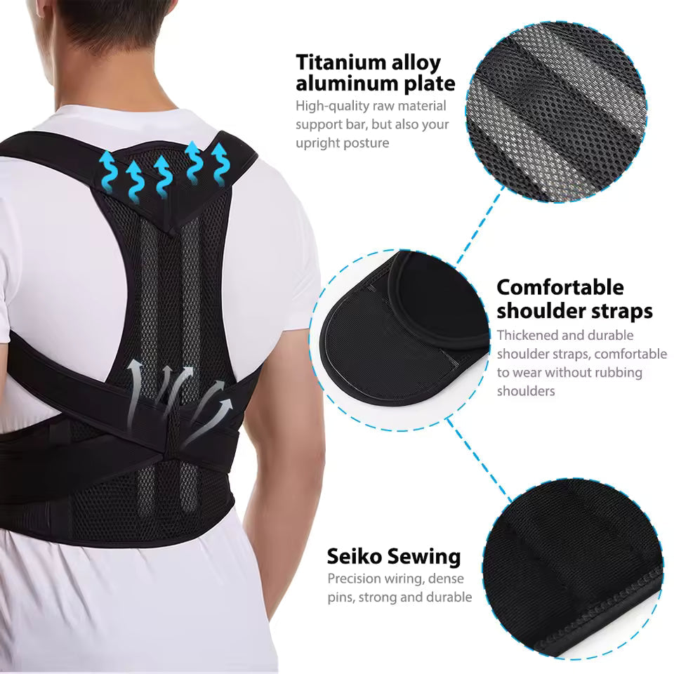 Back Brace Posture Corrector for Women & Men, Adjustable Back Lumbar Support Belt